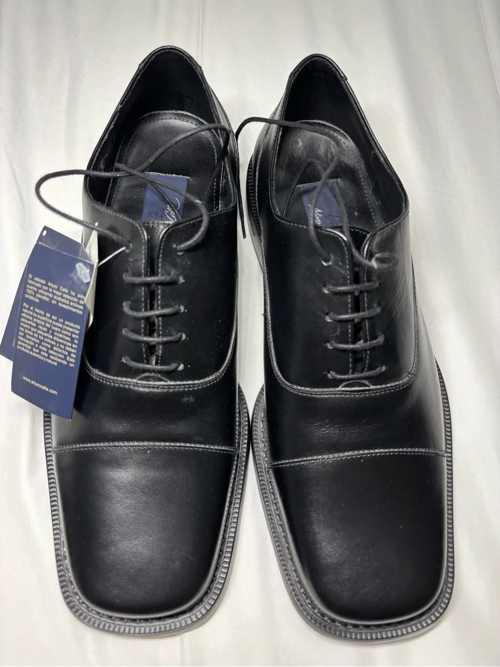 Arturo Calle Men's Black Leather Cap-Toe Oxford Dress Shoes Size EU 41 / US 8